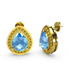 Esinti Küpe - Akuamarin ve sitrin 925 ayar altın kaplama gümüş küpe #wpld3b