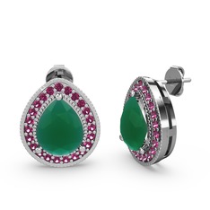 Esinti Küpe - Kök zümrüt ve rodolit garnet 18 ayar beyaz altın küpe #wuurob