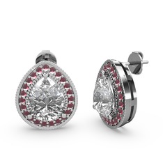 Esinti Küpe - Swarovski ve kök yakut 14 ayar beyaz altın küpe #y6tn6g