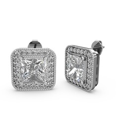 Beyaz zirkon ve swarovski 18 ayar beyaz altın küpe