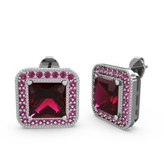 Rodolit garnet 925 ayar gümüş küpe