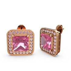 Pembe kuvars 925 ayar rose altın kaplama gümüş küpe