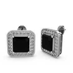 Esinti Kare Küpe - Siyah zirkon ve swarovski 925 ayar gümüş küpe #krlrzg