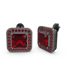 Esinti Kare Küpe - Garnet 925 ayar siyah rodyum kaplama gümüş küpe #r1vwdo