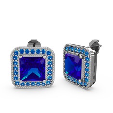 Esinti Kare Küpe - Lab safir 925 ayar gümüş küpe #sveg35