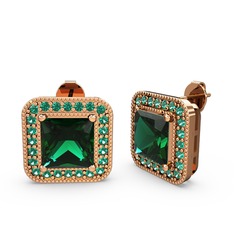 Esinti Kare Küpe - Yeşil kuvars 8 ayar rose altın küpe #zjhmrk