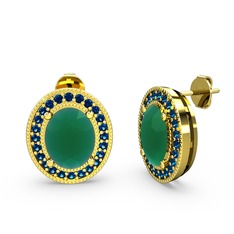 Esinti Oval Küpe - Kök zümrüt ve lab safir 925 ayar altın kaplama gümüş küpe #110maho