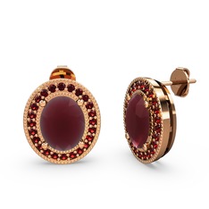 Kök yakut ve garnet 18 ayar rose altın küpe