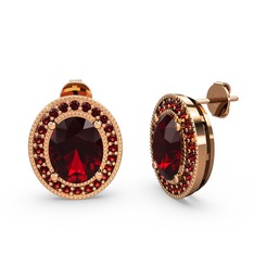 Garnet 18 ayar rose altın küpe