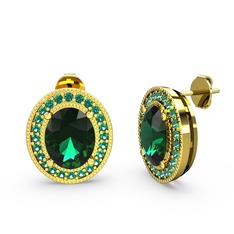 Esinti Oval Küpe - Yeşil kuvars 8 ayar altın küpe #1a9h5f0