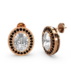 Swarovski ve siyah zirkon 8 ayar rose altın küpe