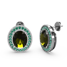 Esinti Oval Küpe - Peridot ve yeşil kuvars 925 ayar gümüş küpe #1chiwt6