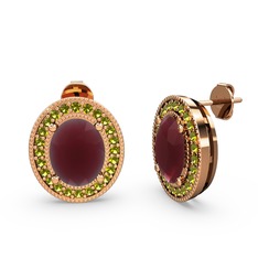 Esinti Oval Küpe - Kök yakut ve peridot 925 ayar rose altın kaplama gümüş küpe #1k6zdb3