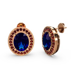 Lab safir ve garnet 18 ayar rose altın küpe