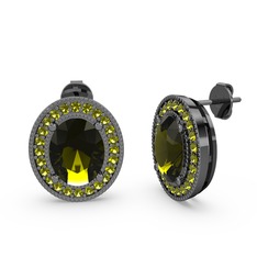 Peridot 925 ayar siyah rodyum kaplama gümüş küpe