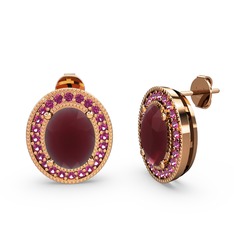 Esinti Oval Küpe - Kök yakut ve rodolit garnet 8 ayar rose altın küpe #1lxvf9z