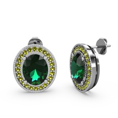 Yeşil kuvars ve peridot 14 ayar beyaz altın küpe