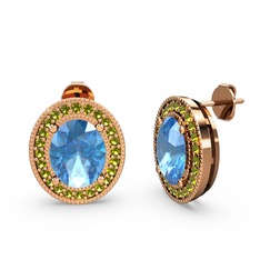 Akuamarin ve peridot 18 ayar rose altın küpe
