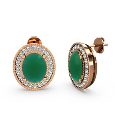 Esinti Oval Küpe - Kök zümrüt ve akuamarin 18 ayar rose altın küpe #1suljx7
