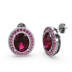 Esinti Oval Küpe - Rodolit garnet 8 ayar beyaz altın küpe #1tggixh