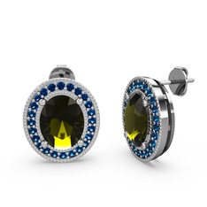 Peridot ve lab safir 925 ayar gümüş küpe