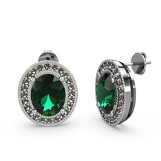 Esinti Oval Küpe - Yeşil kuvars ve dumanlı kuvars 925 ayar gümüş küpe #1xn0x1d