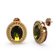 Peridot 14 ayar rose altın küpe