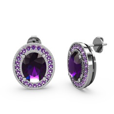 Ametist 14 ayar beyaz altın küpe