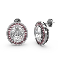 Esinti Oval Küpe - Swarovski ve kök yakut 925 ayar gümüş küpe #56r6af