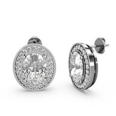Beyaz zirkon ve swarovski 18 ayar beyaz altın küpe