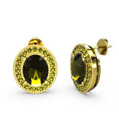 Esinti Oval Küpe - Peridot 925 ayar altın kaplama gümüş küpe #haa0cz
