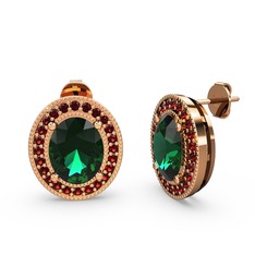Esinti Oval Küpe - Yeşil kuvars ve garnet 8 ayar rose altın küpe #iuzefz