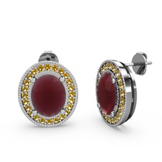 Kök yakut ve sitrin 925 ayar gümüş küpe