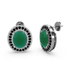 Esinti Oval Küpe - Kök zümrüt ve siyah zirkon 925 ayar gümüş küpe #kfjdfo