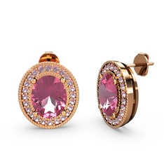 Esinti Oval Küpe - Pembe kuvars 18 ayar rose altın küpe #l3rvfy