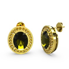 Esinti Oval Küpe - Peridot ve sitrin 925 ayar altın kaplama gümüş küpe #qjojet