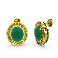 Esinti Oval Küpe - Kök zümrüt ve peridot 18 ayar altın küpe #qu3pk1