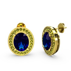 Lab safir ve peridot 18 ayar altın küpe