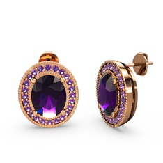 Esinti Oval Küpe - Ametist 14 ayar rose altın küpe #sky7z2