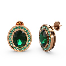 Esinti Oval Küpe - Yeşil kuvars 18 ayar rose altın küpe #tgeru0