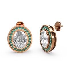 Swarovski ve kök zümrüt 18 ayar rose altın küpe