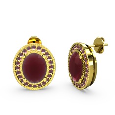 Esinti Oval Küpe - Kök yakut 8 ayar altın küpe #xrqu85