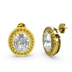 Esinti Oval Küpe - Swarovski ve sitrin 14 ayar altın küpe #ykpd8w