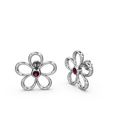Rodolit garnet 18 ayar beyaz altın küpe