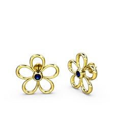 Tektaş Çiçek Küpe - Lab safir 925 ayar altın kaplama gümüş küpe #1z0u5lj