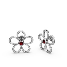 Garnet 14 ayar beyaz altın küpe