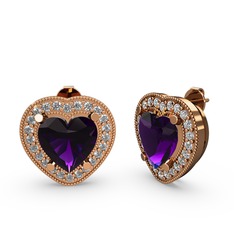 Ametist ve swarovski 18 ayar rose altın küpe