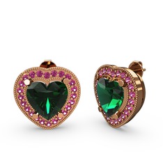 Yeşil kuvars ve rodolit garnet 8 ayar rose altın küpe