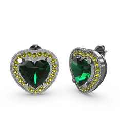 Esinti Kalp Küpe - Yeşil kuvars ve peridot 925 ayar gümüş küpe #1c1vw94