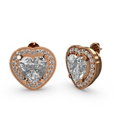 Swarovski ve beyaz zirkon 8 ayar rose altın küpe
